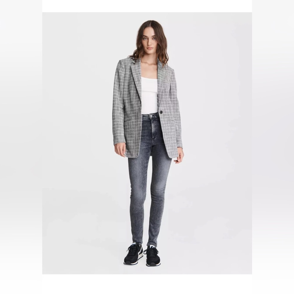 $595 Rag & Bone Ames Deconstructed Check cotton Blazer jacket 8